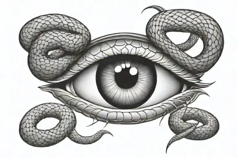 Human Eyes With Snake Intertwined