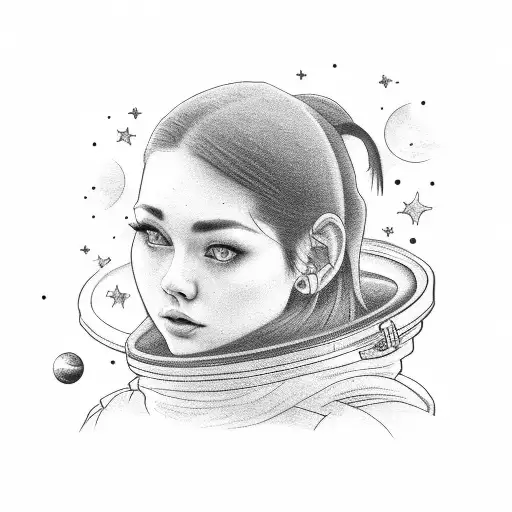 Girl Wathing Roket Going To The Moon