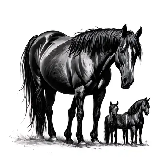 Large Horse And His Son Lines