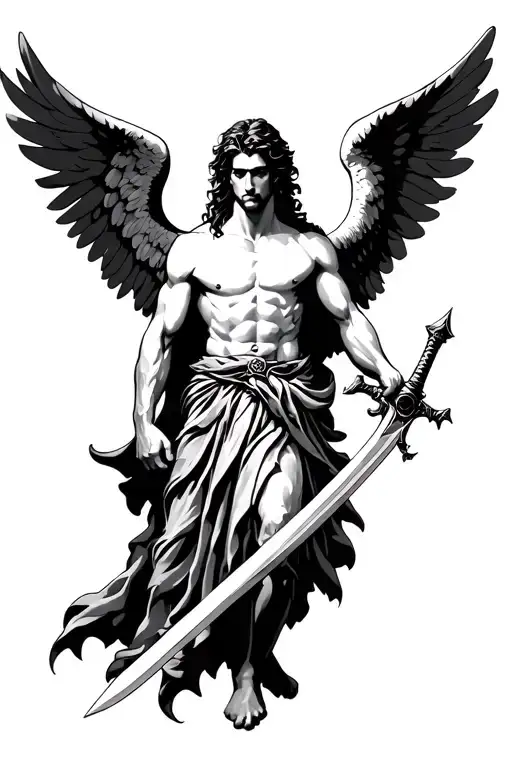 Masculine Angel Holding A Sword