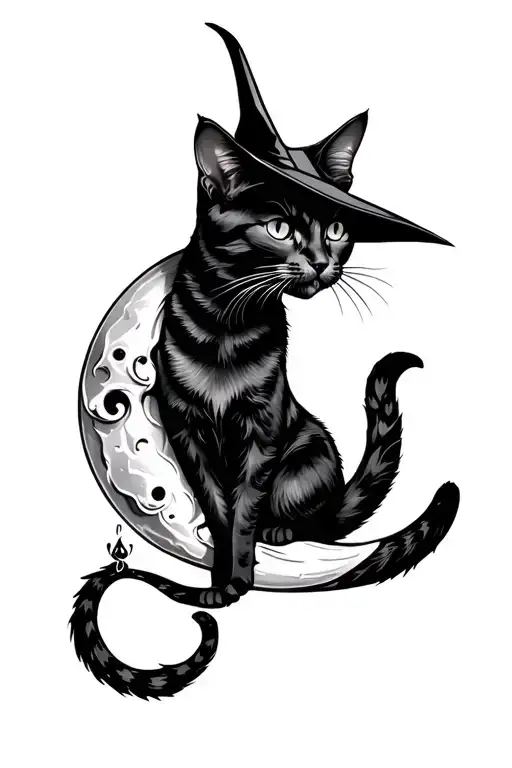 Cat On Moon Witchy