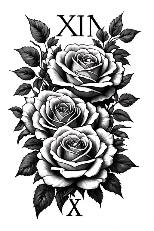2 Roman Numerals With Background Roses