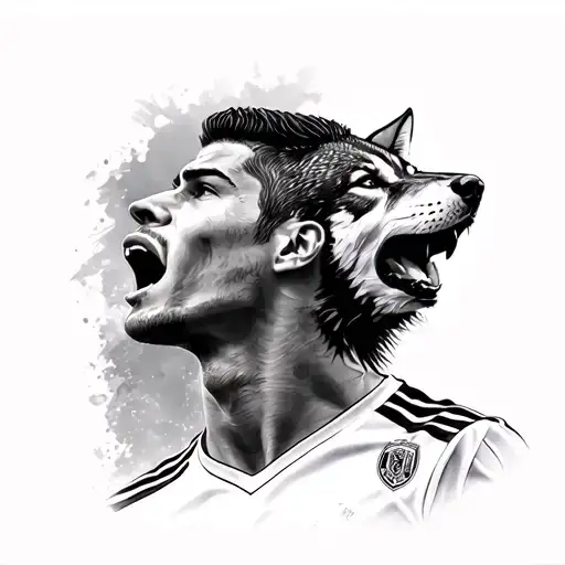 Cristiano Ronaldo And A Wolf Howling