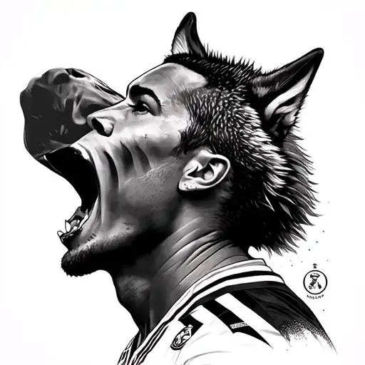 Cristiano Ronaldo And A Wolf Howling