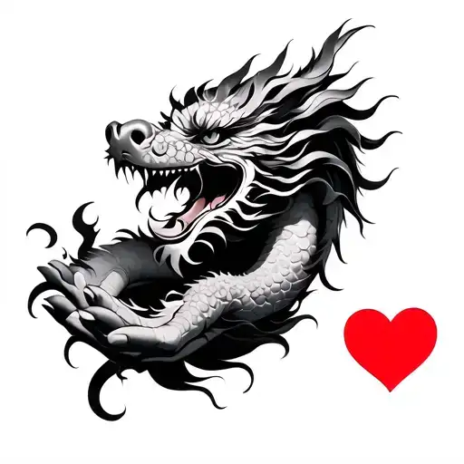 Create A Chinese Dragon With A Heart In Your Hands
