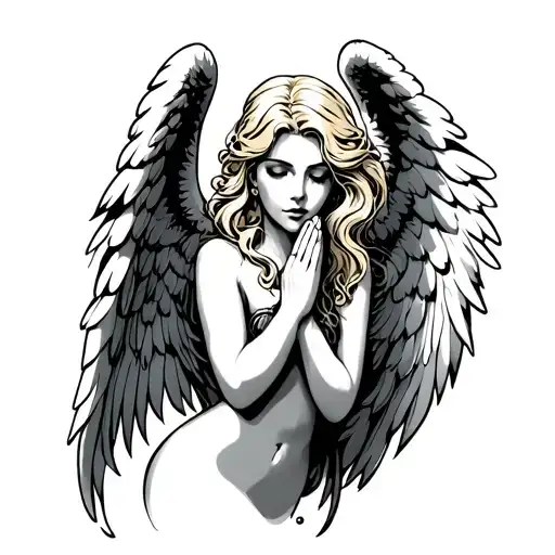 Sexy Blonde Angel Praying