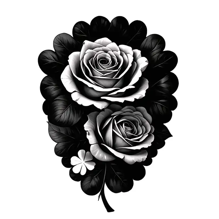 5 Roses And 2 4 Leaf Clover