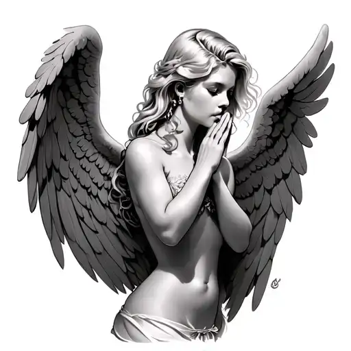 Sexy Blonde Angel Praying