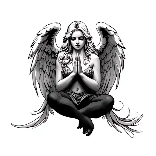 Sexy Blonde Angel Praying