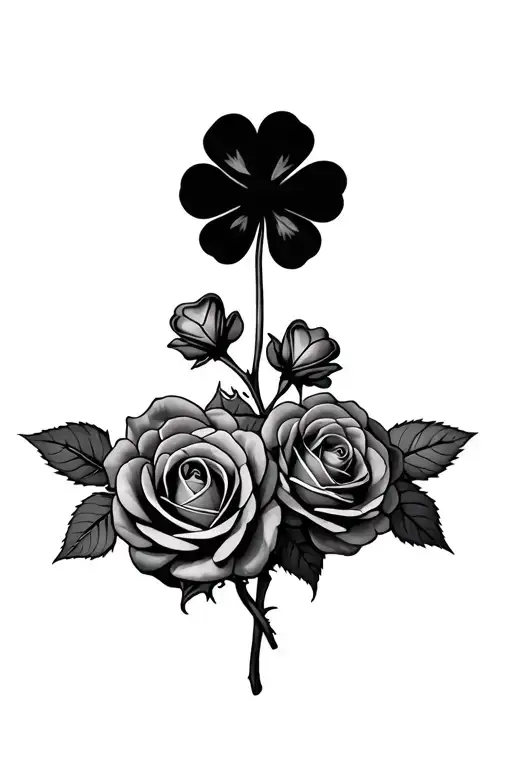 Five Roses With Two 4 Leaf Clover