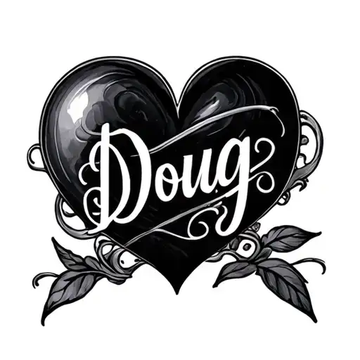 A Heart With Doug Written In Elegant Script