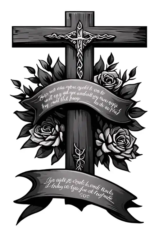 Memorial Cross With Name And Bible Verse