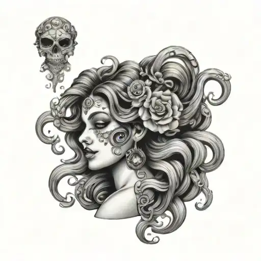 Medusa With Sugar Skull Face