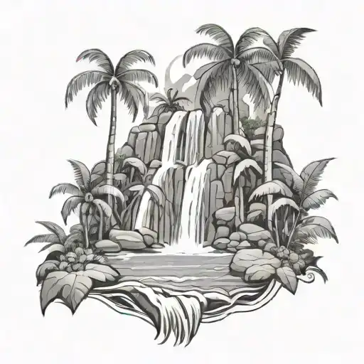 Waterfall Tropical Beach