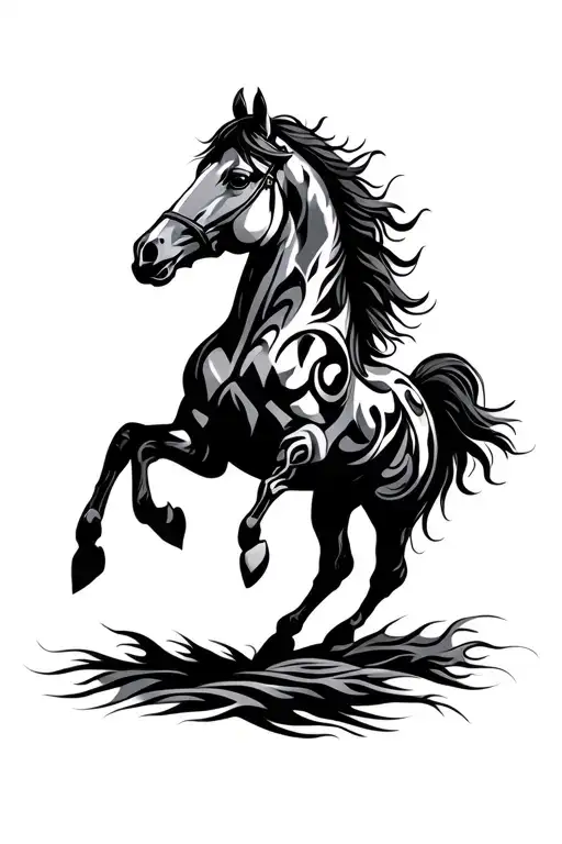 Rearing Tribal Horse