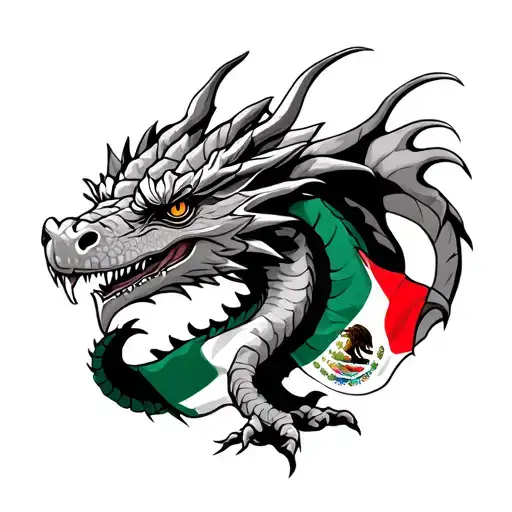 Dragon With Flag Of Mexico
