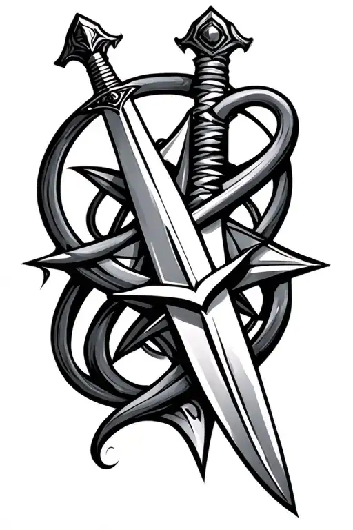 Sword As Compass Rose Intertwined