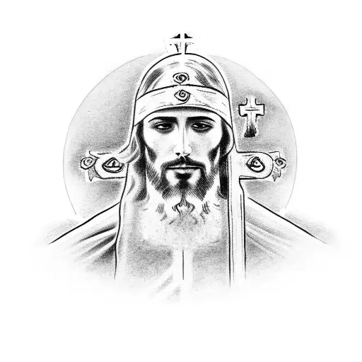 Jesus With Big Beard On The Cross