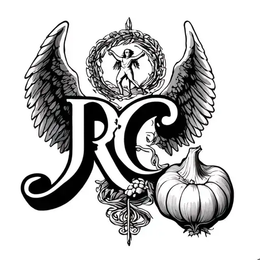 Plot Of A Lifeline Comprising The Letter R And Jc With Angel Garlic Above The Jc