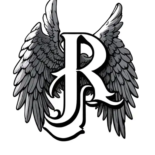 Plot Of A Lifeline Comprising The Letter R And Jc With Angel Wings Above The Jc