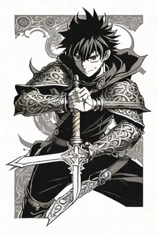 Create A Tattoo Of Asta's Sword Coming Out Of His Grimoire From Black Clover