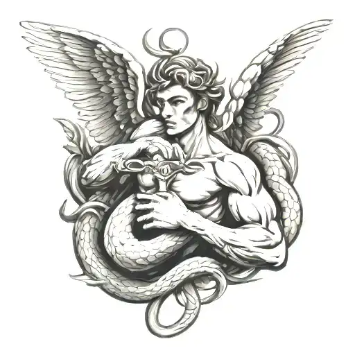 Angel Fighting A Snake