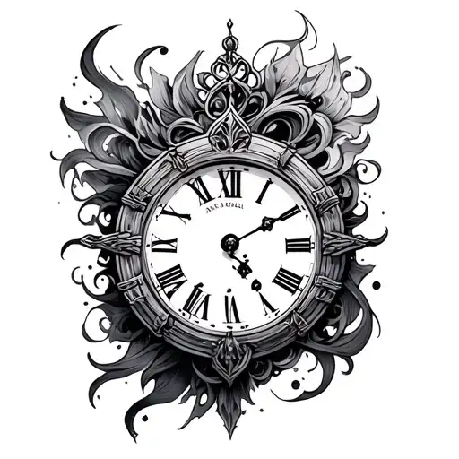 Yakoza Style Tattoo Featuring Clock Face
