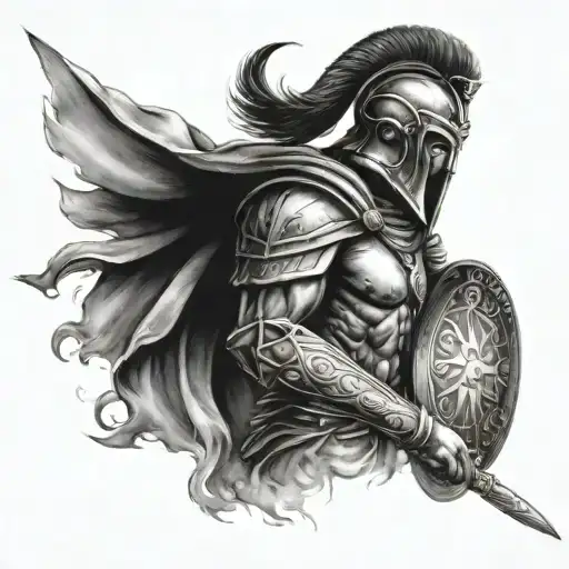 Greek Or Spartan Warrior With Space And Time Sleeve