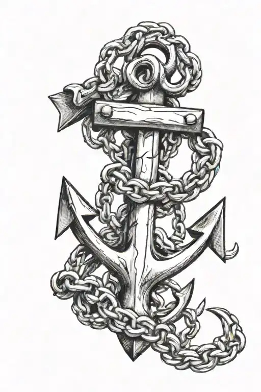 Anchor With Chained Heart Shaped Lock