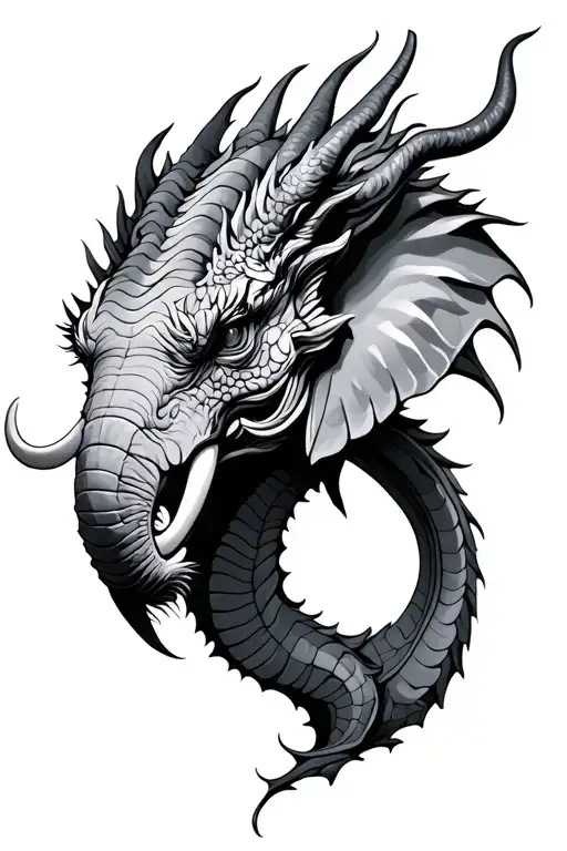 Half Dragon Half Elephant Head