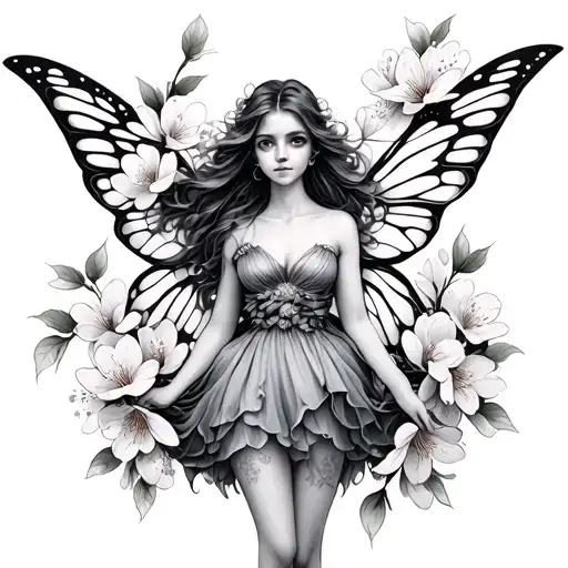 A Fairy Surrounded By Apple Blossom Flowers