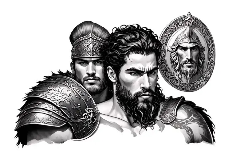 Roman Warrior With Leon With Corona