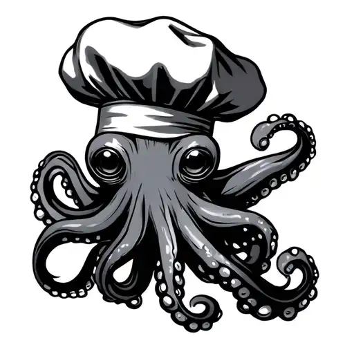 Octopus Chef Hat And Holding