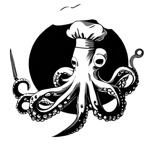 Octopus Chef Hat And Holding Knives