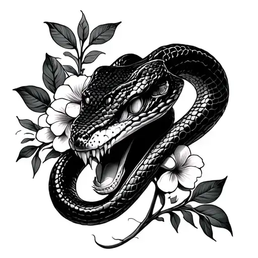 Snake Head With Flowers