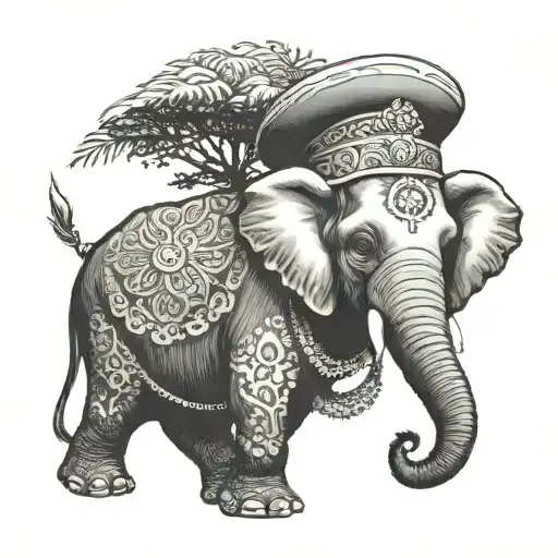Elephant With Vietnamese Hat