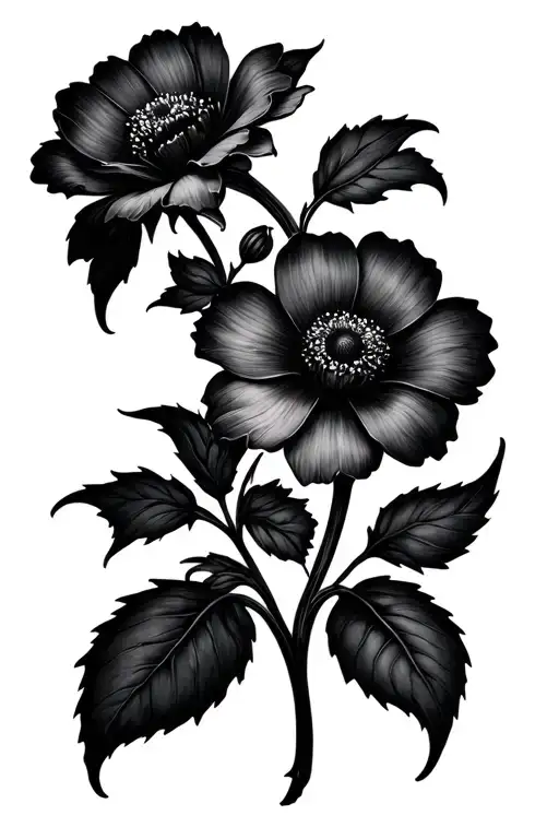 Minamalist Black Small Flower