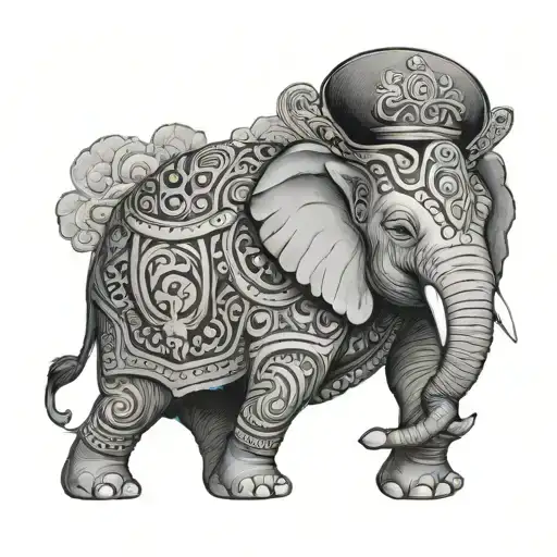 Elephant With Vietnamese Hat Hanging