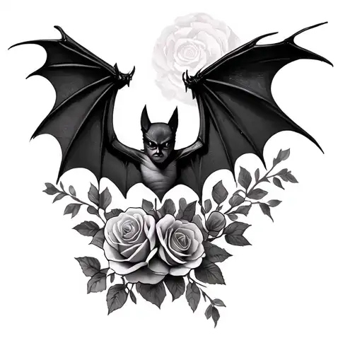 Bat And Roses Wings
