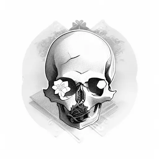 Skull With Cards And Roses