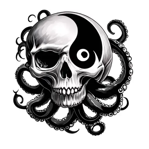 Yin Yang Octopo Skull
