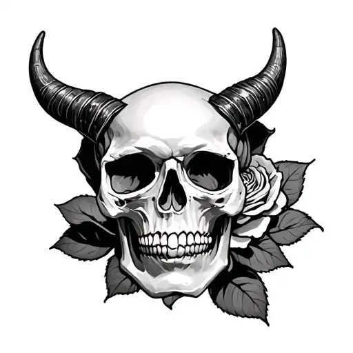 Calavera Rose With Horns