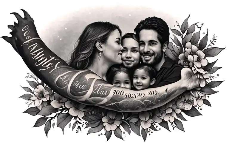 Arm Tattoo Featuring Family Dates Of Birth Dates