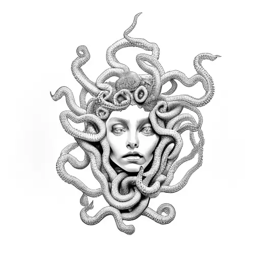 Medusa With Money Covering Eyes
