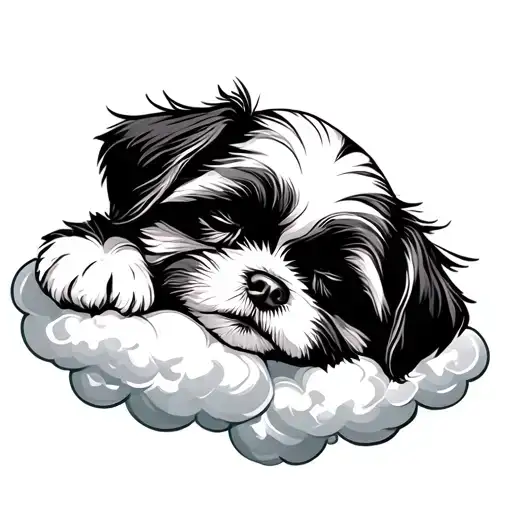 Shih Tzu Sleeping On Cloud