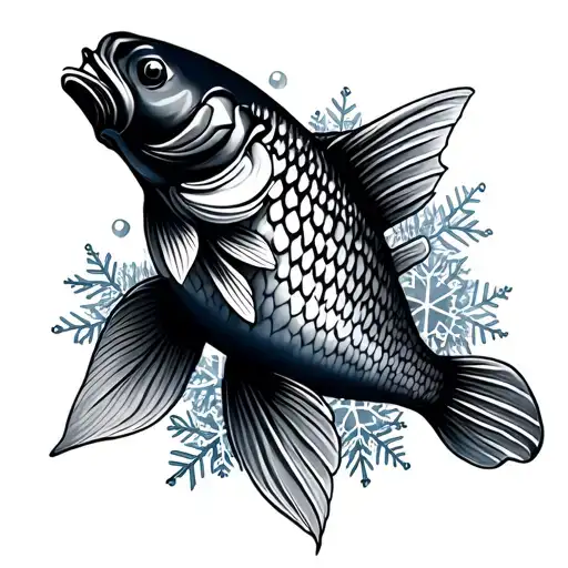 Carp Fish And Snowflake Feminine