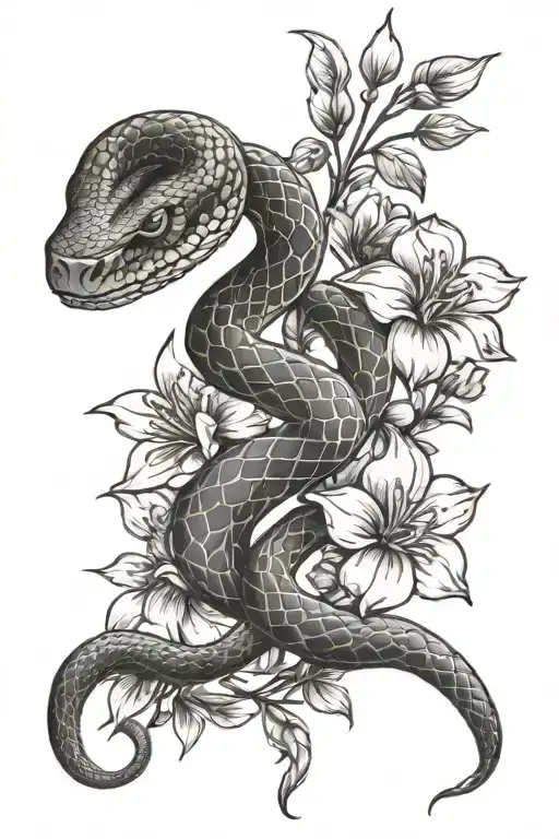 Snake And Flowers