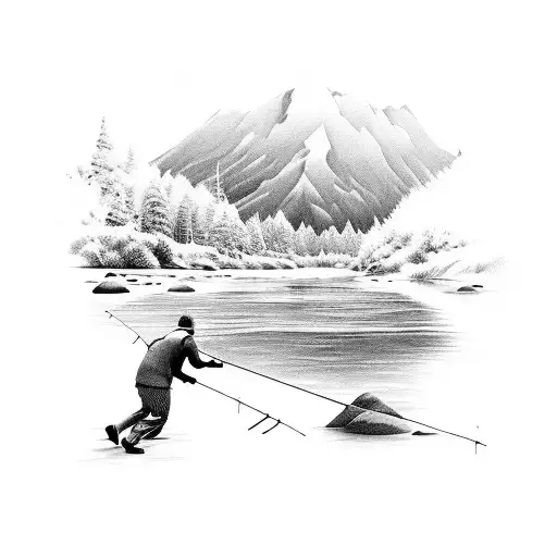 Flyfishing In River With The Forest And Animals