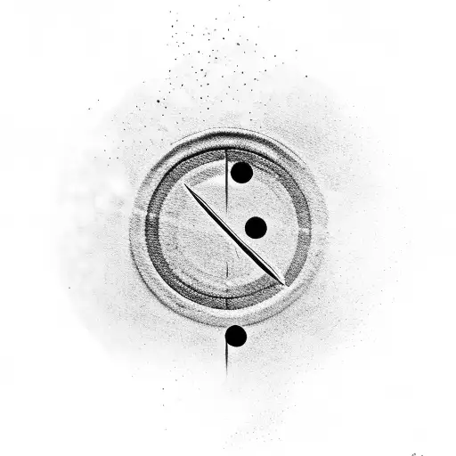 A Black-grey Tattoo Of A Shooting Target With Dice Replacing The Bullseye