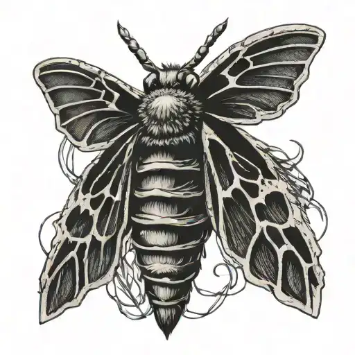 Deaths Head Moth With Wings Made Of Barbed Wire